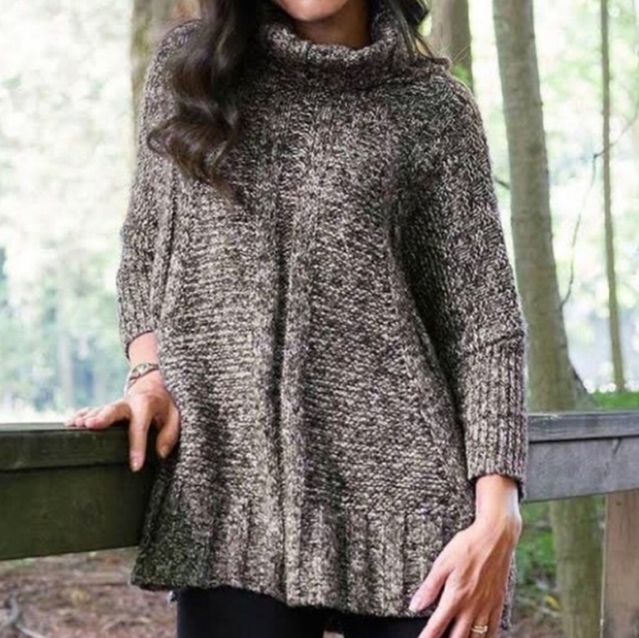 Matilda Jane Oversized Turtle Neck Multicolor Cozy Fall Boho Coast Pullover Sz L - Picture 1 of 10
